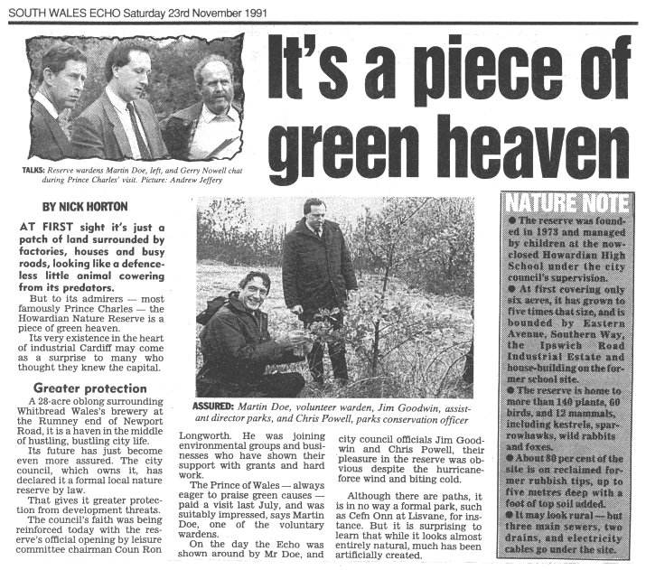 Newspaper cutting
South Wales Echo
November 23 1991
