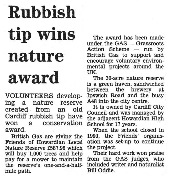 Newspaper cutting
South Wales Echo
March 18 1992