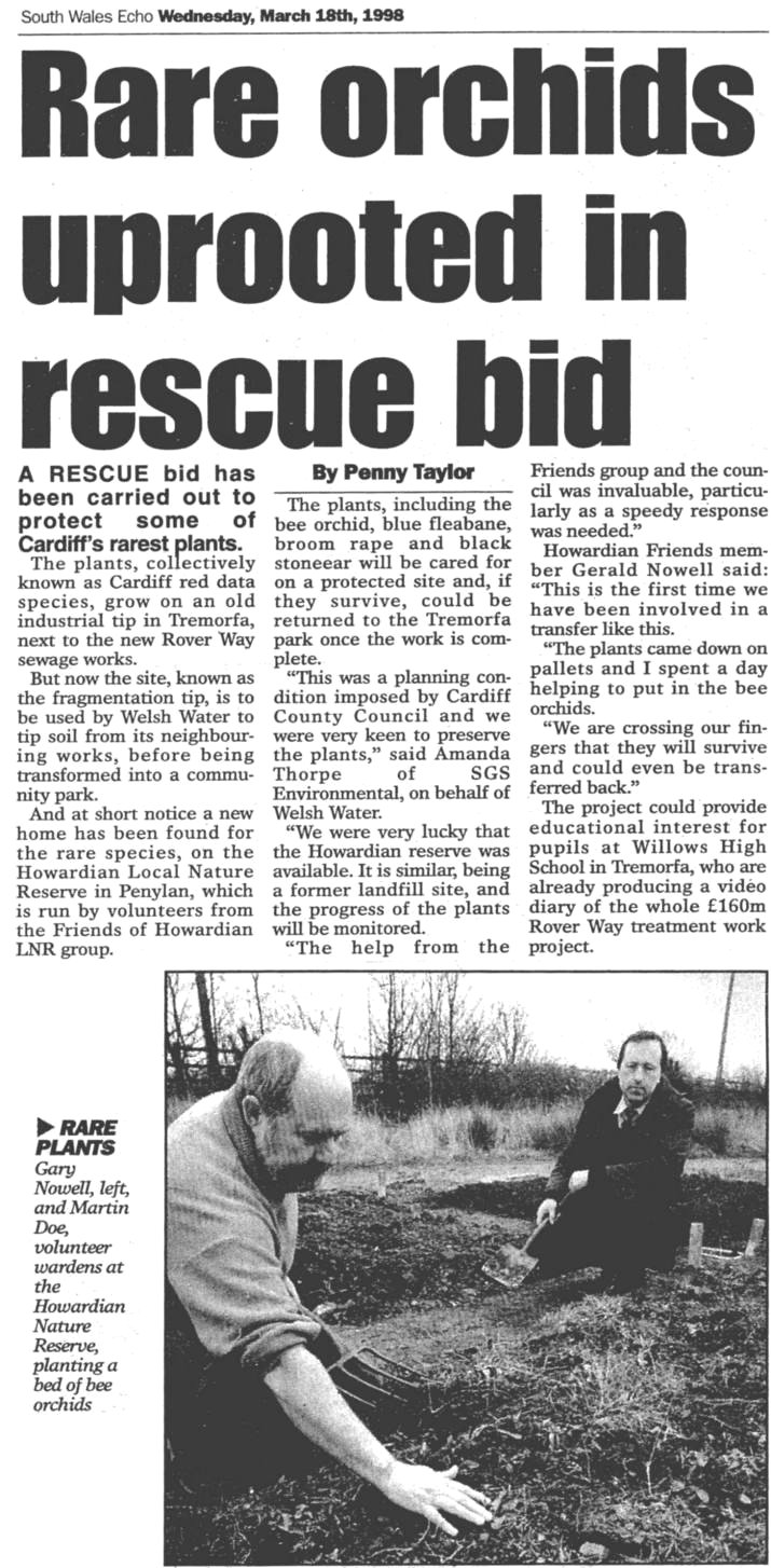 Newspaper cutting
South Wales Echo
March 18 1998