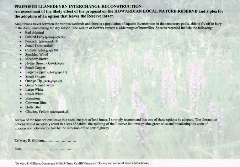 HowardianLNR
Llanederyn Interchange Proposal
Effects on Reserve
Appendix 2