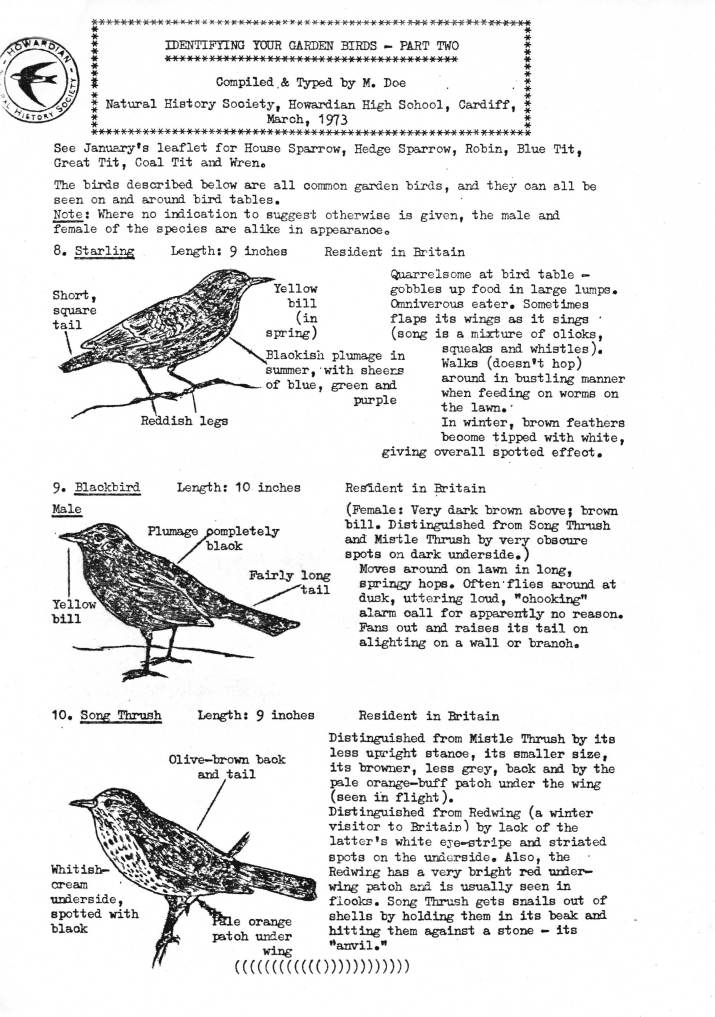 Identifying your Garden Birds
Part 2 Mar 1973