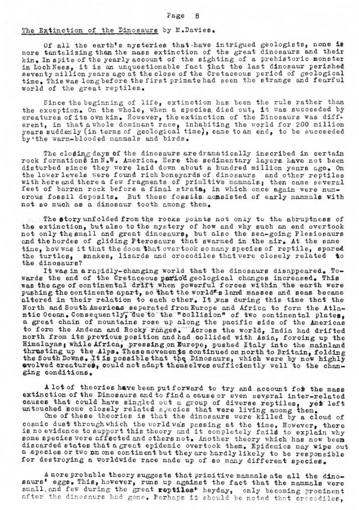 Natural History Gazette
No. 9 March 1974