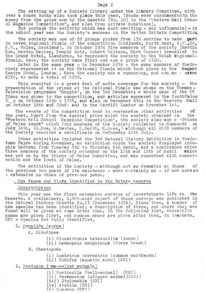 Natural History Gazette
No. 17 July 1975