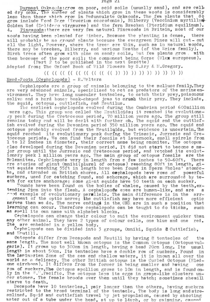 Natural History Gazette
No. 17 July 1975