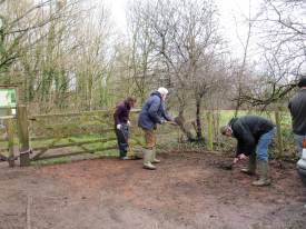 Howardian Local Nature Reserve  Clearing mud from the Hammond Way entrance March 2012