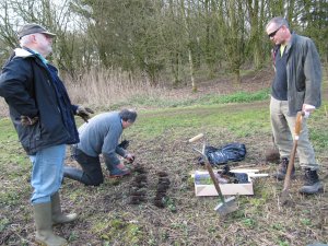 Howardian Local Nature reserve 
  Friend's with plants and tools ready to plant