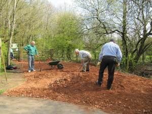 Howardian Local Nature Reserve  Chippings & stone dust spread Hammond Way entrance April 2012